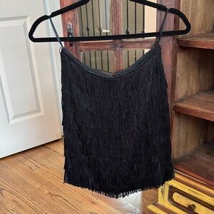 Black Fringe Party Skirt